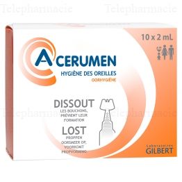 A cerumen solution pour oreilles unidoses 2ml x10