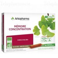 ARKOPHARMA Arkofluides m&eacute;moire concentration bio boite de 20 ampoules