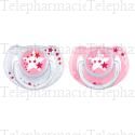 AVENT Sucette orthodontique nuit silicone 6 &agrave; 18 mois lot de 2 rose