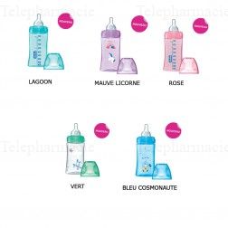DODIE Biberon Initiation+ anti-colique avec t&eacute;tine ronde 3 vitesses 270ml Vert