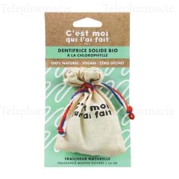 C'EST MOI QUI L'AI FAIT Dentifrice Solide Bio &agrave; la Chlorophyle "Fra&icirc;cheur naturelle" 24g