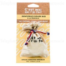 C'EST MOI QUI L'AI FAIT Dentifrice Solide Bio &agrave; la Propolis "Sp&eacute;cial gencives sensibles" 24g