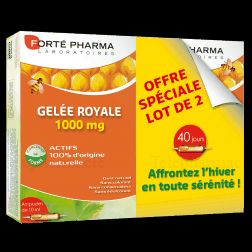 Gel&eacute;e Royale 1000 mg - lot de 2 x 20 ampoules de 15 ml