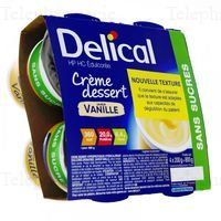 DELICAL HP HC Edulcor&eacute;e - Cr&egrave;me dessert saveur vanille 4x200g